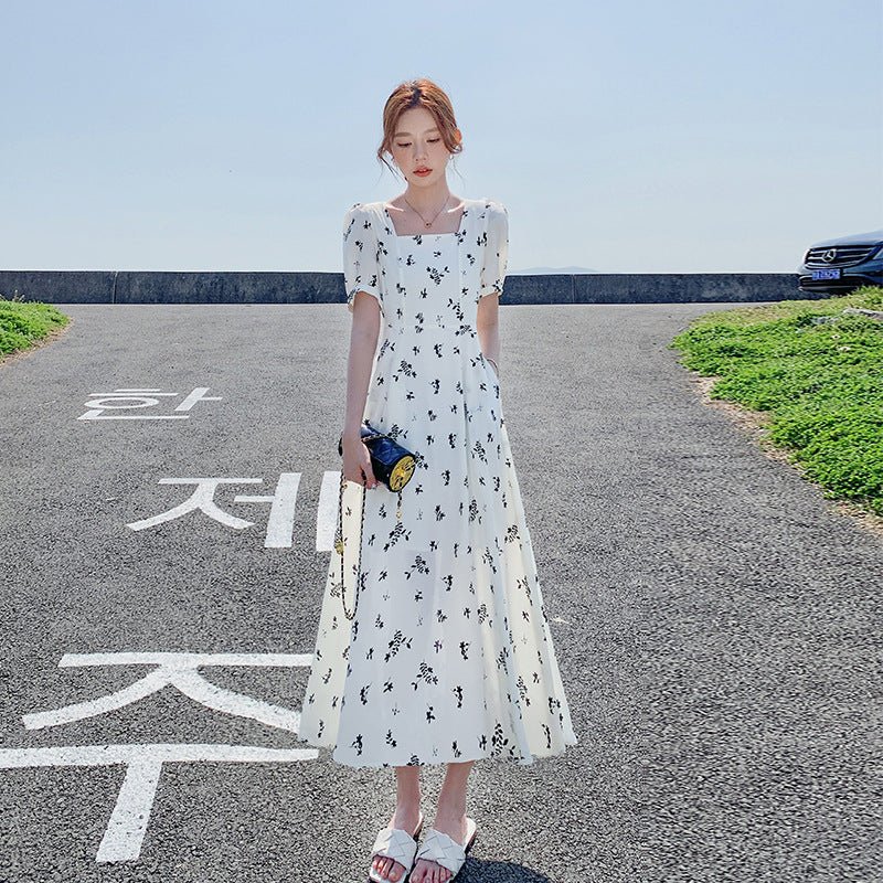 Pastoral-style White Floral-print Dress For Women Summer Season